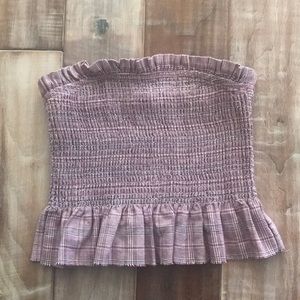 Plaid cropped tube top